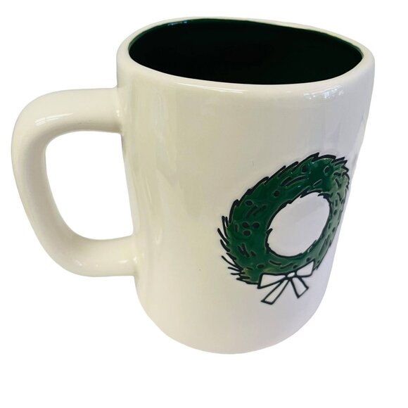 Rae Dunn Artisan Collection Christmas Wreath Mug By Magenta 14oz White & Green - Picture 5 of 7